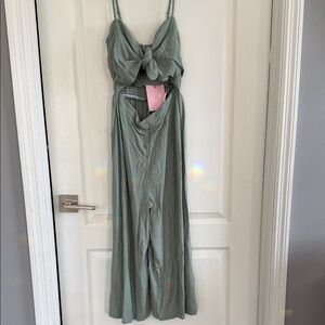 Hello Molly Sage Tie-Front Jumpsuit
